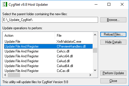 CygNet Host Updater sample dialog box